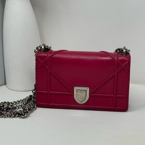 💯 Authentic Dior Diorama Mini Flap Wallet on chain Pink Crossbody (SHW)